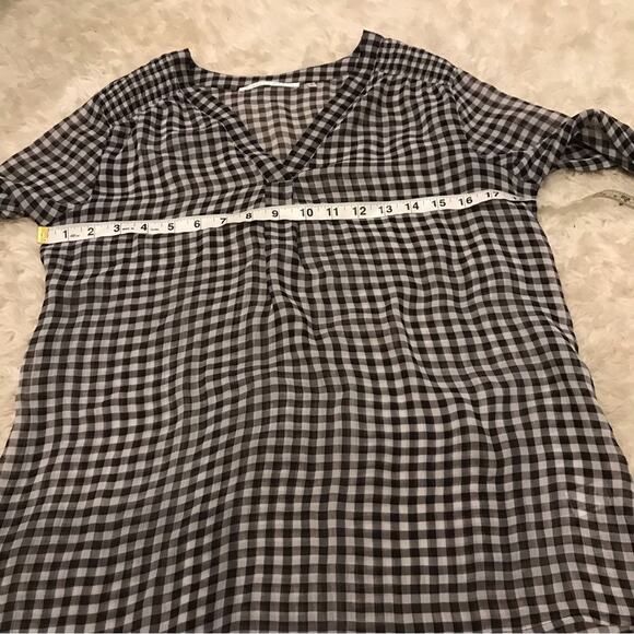 Violet + Claire gingham checked popover semi sheer blouse size small - Picture 5 of 6